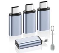 MoKo 4 Pack Lightning Female to USB C Male Adapter,USB-C Lightning Adapter for iPhone 15/16 Pro/16 Pro Max/Plus,Galaxy S24,iPad,iPhone to USB C Adapter for Charging/Data Sync, NOT for Audio/OTG, Gray