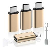 MoKo 4 Pack Lightning Female to USB C Male Adapter,USB-C Lightning Adapter for iPhone Air 17 16 15 Pro Max Plus, iPad Pro/Air, Galaxy,iPhone to USB C Adapter for Data Sync, NOT for Audio/OTG, Gold