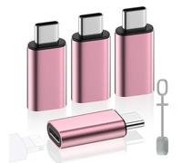 MoKo 4 Pack Lightning Female to USB C Male Adapter,USB-C Lightning Adapter for iPhone Air 17 16 15 Pro Max Plus, iPad Pro/Air, Galaxy,iPhone to USB C Adapter for Data Sync, NOT for Audio/OTG, Pink