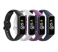 MoKo 4 Pack Straps Compatible with Samsung Galaxy Fit 2, Soft TPE Replacement Sport Watch Band Wristband for Women Men, Black/White/Purple/Dark Blue