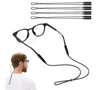 MoKo 4 PCS Adjustable Eye Glasses Strap, Silicone Eyeglass Strap Holders Around Neck, Lightweight Sunglasses Strap Lanyard for Men, Women, Eye Glasses String Strap Eyewear Retainers, Black