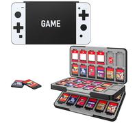 MoKo 48 Game Card Case for Nintendo Switch 2 / Switch OLED / Lite, Portable Game Storage Holder Case with 48 Game Card Slots & 24 Micro SD Cards Slots, BkWhtG
