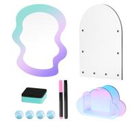 MoKo 5 in 1 Locker Accessoies Set with Iridescent Magnetic Mirror & Dry Erase Board, Acrylic Pen Holder Organizer & Marker Pens for Fridge, Back to School Essential Locker Stuff For School Gym Office