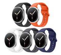 MoKo 5 Pack Sport Straps for Samsung Galaxy Watch 8 Strap 40mm 44mm/Galaxy Watch 8 Classic 46mm, Soft Silicone Replacement Band for Men Women, M/L, B+W+SG+MB+O