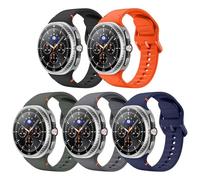 MoKo 5 Pack Sport Straps for Samsung Galaxy Watch 8 Strap 40mm 44mm/Galaxy Watch 8 Classic 46mm, Soft Silicone Replacement Band for Men Women, M/L, B+SG+AG+MB+O