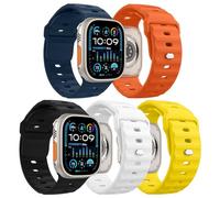 MoKo 5Pack Ocean Band Compatible with Apple Watch Ultra 3/2/1 49mm,S11/S10 46mm,9/8/7 45mm,SE3/SE2/SE/6/5/4 44mm,3/2/1 42mm,Silicone Replacement Strap Wrist Band for Men Women, Color F
