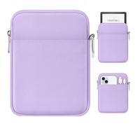 MoKo 6-7 inch Ereader Padded Sleeve Tablet Bag Protective Cover Pouch with a Carabiner, e-Reader Book Pouch Carrying Case for Kobo E-Reader, Lilac