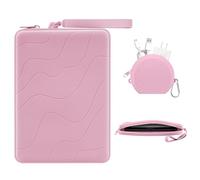 MoKo 6-7 Inch Silicone Clutch Sleeve for Kindles & E-Readers, Multi-Purpose Bag with Accessory Pouch Fits 7" Paperwhite/Colorsoft & 6.8" Paperwhite, 6" Kindles, Kobos, Nook, iPad Mini 6, Pink