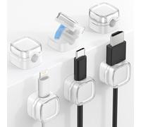 MoKo 6 Pack Magnetic Cable Clips, Under Desk Cable Management, Adhesive Magnetic Cord Holder, Magnetic Cord Organizer Wire Holder Keeper Organizer for Nightstand Desk Office Car Wall Glass, White