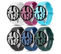 MoKo 6 Pack No Gap Straps Compatible with Samsung Galaxy Watch 7 FE 6 5 4 Strap 40mm 44mm/Watch 6 4 Classic 43mm 47mm 42mm 46mm/5 Pro 45mm, 20mm Soft Silicone Sport Band for Men Women, Color E