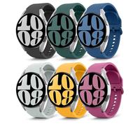 MoKo 6 Pack No Gap Straps Compatible with Samsung Galaxy Watch 7 FE 6 5 4 Strap 40mm 44mm/Watch 6 4 Classic 43mm 47mm 42mm 46mm/5 Pro 45mm, 20mm Soft Silicone Sport Band for Men Women, Color A