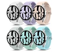 MoKo 6 Pack No Gap Straps Compatible with Samsung Galaxy Watch 7 FE 6 5 4 Strap 40mm 44mm/Watch 6 4 Classic 43mm 47mm 42mm 46mm/5 Pro 45mm, 20mm Soft Silicone Sport Band for Men Women, Color C
