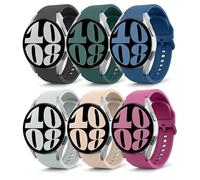 MoKo 6 Pack No Gap Straps Compatible with Samsung Galaxy Watch 7 FE 6 5 4 Strap 40mm 44mm/Watch 6 Classic 43mm 47mm/Watch 5 Pro 45mm/Watch 4 Classic 42mm 46mm, 20mm Soft Silicone Sport Band, Color B