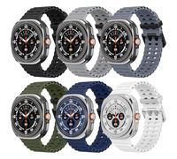 MoKo 6 Pack Ocean Sport Band Compatible with Samsung Galaxy Watch Ultra Bands 47mm (2025/2024) Men Women, Soft Silicone Breathable Waterproof Marine Straps for Samsung Watch 8/7 Ultra