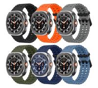 MoKo 6 Pack Ocean Sport Band Compatible with Samsung Galaxy Watch Ultra Bands 47mm (2025/2024) Men Women, Soft Silicone Breathable Waterproof Marine Straps for Samsung Watch 8/7 Ultra