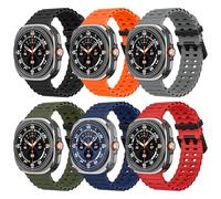 MoKo 6 Pack Ocean Sport Band Compatible with Samsung Galaxy Watch Ultra Bands 47mm (2025/2024) Men Women, Soft Silicone Breathable Waterproof Marine Straps for Samsung Watch 8/7 Ultra