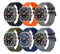 MoKo 6 Pack Ocean Sport Band Compatible with Samsung Galaxy Watch Ultra Bands 47mm (2025/2024) Men Women, Soft Silicone Breathable Waterproof Marine Straps for Samsung Watch 8/7 Ultra
