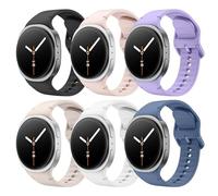 MoKo 6 Pack Sport Bands Compatible for Samsung Galaxy Watch 8 Band 40mm 44mm/Galaxy Watch 8 Classic 46mm, Soft Silicone Gapless Band for Men Women, Black+Pink+Starlight+Purple+Blue+White, M/L