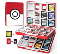MoKo 60 Game Card Case for Nintendo Switch 2 / Switch OLED / 3DS / 3DSXL, Portable Storage Holder Case for 60 Switch 2 Game Cartridges & 24 3DS Card & 36 Micro SD Cards, Red Ball