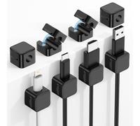 MoKo 8 Pack Magnetic Cable Clips, Desk Cord Organizer, Adhesive Cord Holder, Cable Management Wire Holder Keeper Organizer for Nightstand Desk Kitchen Office Car Wall Glass, Black