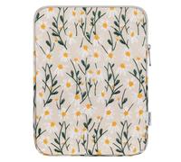 MoKo 9-11 inch tablet case for iPad 11-inch A16 2025, 10.2-inch iPad 2021, Pro 11 M5, Air M3, Galaxy Tab A11+/ A9+, Protective Sleeve Bag for Pencil/Magic Keyboard, White Daisy