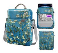 MoKo 9-11 Inch Tablet Sleeve Bag Handle Carrying Case with Shoulder Strap Fits New 11-inch iPad Pro M4/iPad Air M2, iPad 10th 10.9, iPad 9/8/7th 10.2, iPad Air 5/4th 10.9, Tab S8/S9 11, Apricot Flower