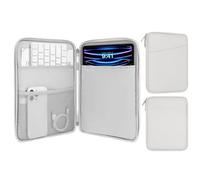 MoKo 9-11 Inch Tablet Sleeve Case, Fits 11inch iPad Air M3, iPad A16 2025, Pro 11 M4, iPad 10/9/8/7th, Galaxy Tab S9/S8/A8/A7, Protective Bag Carrying Case with Pocket,Gray + White