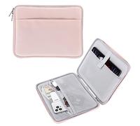 MoKo 9-11 Inch Tablet Sleeve, Protective Carrying Bag with Two Compartments Fits New iPad Air/Pro 11 inch 2024, iPad Air 5/4th 10.9, iPad 9/8/7th 10.2, iPad 10th 10.9, Tab S8/S9 11, Pink