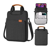 MoKo 9-11 Tablet Shoulder Sleeve Bag,Fits New 11-inch iPad Pro/Air M4/M2 2024,iPad 9/8th 10.2,iPad Air 5/4th 10.9,iPad 10th 10.9,Tab S8/S9 11,Polyester Bag with Concealed Hand Strap, Black & Gray