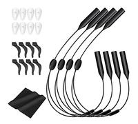 MoKo Adjustable Glasses Strap [4 Pack], Unisex Eyewear Retainer Sunglass Strap Safety Glasses Holder with 4 Pairs Glasses Ear Grips Hook and 4 Pairs Silicone Nose Pads for Men Women, Black