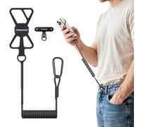 MoKo Anti-theft Phone Lanyard Retractable Phone Strap Cellphone Tether with Silicone Sleeve-Fits up to 6.8" Phones, Lockable Carabiner, 360° Metal Tether Tab for Fishing, Skiing, Kayak, Travel, Black