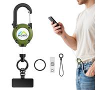 MoKo Anti-theft Phone Tether Lanyard, Retractable & Lockable Steel Line Anti-Drop Phone Strap with Metal 360° Tether Tab, Keychain for Outdoor Hiking Climbing Fishing Sking Cycling, Green