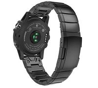 MoKo Bracelet Compatible with Garmin Fenix 7X/6X/6X Pro/5X/5X Plus/3/3 HR/Enduro/Descent Mk2i/Mk2/Mk1/Tactix Delta, 26 mm Quick Fit Stainless Steel Watch Strap Replacement Strap, Black