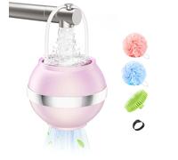MoKo Bath Filter for Babies and Adults, Bath Water Filter for Tub, Removes Contaminants for Smoother Skin, Hair, Nails, Portable Shower Ball and Shampoo Brush, Pink