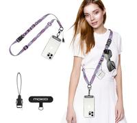 MoKo Boho Universal Phone Lanyard, Nylon Adjustable Cell Phone Crossbody Strap Detachable Women & Men Cellphone Lanyards Around the Neck with Patches for iPhone, Most Smartphones, Boho Colorful