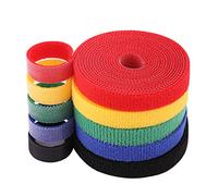 MoKo Cable Ties Reusable, 5 Rolls Fastening Tape with Hook And Loop Nylon Cable Straps Organizer, 30 foot Wire Cord Tape Fastening Straps for Cable Management TV, Computer, Home/Office - 5PCS x 2M
