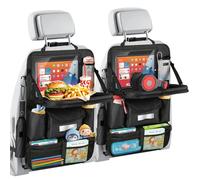 MoKo Car Organizer Back Seat, 8 Pockets Foldable Tray 600D Black, 2 Pack