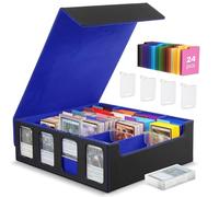 MoKo Card Storage Box - 3000+ MTG Deck Box with Display Window & Colorful Dividers, Fits Magic Game Cards, YuGiOh, Blue Black
