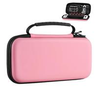 MoKo Carry Case for Nintendo Switch and New Switch OLED Console, Hard Shell Portable Travel Carry Case w/10 Game Card Slots for Switch and Other Accessories, Pastel Pink