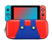 MoKo Carrying Case Compatible with Nintendo Switch/Switch OLED Model (2021), Portable Protective Hard Shell Cover Travel Carrying Case Storage Bag with 10 Game Cartridge Holder - Red Mario
