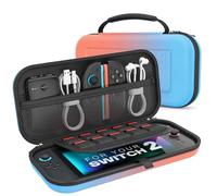 MoKo Carrying Case for Nintendo Switch 2 2025, Protective Hard Shell Portable Travel Carry Case Pouch Holds 10 Cartridges w/Pockets for Switch 2 Accessories and Games, Gradient Orange