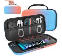 MoKo Carrying Case for Nintendo Switch 2 2025, Protective Hard Shell Portable Travel Carry Case Pouch Holds 10 Cartridges w/Pockets for Switch 2 Accessories and Games, Gradient Orange