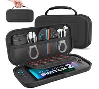 MoKo Carrying Case for Nintendo Switch 2 2025, Protective Hard Shell Portable Travel Carry Case Pouch Holds 10 Cartridges w/Pockets for Switch 2 Accessories and Games, Black