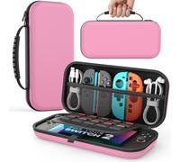 MoKo Carrying Case for Nintendo Switch 2(2025), Protective Hard Shell Portable Travel Carry Case Pouch holds 10 Cartridges with Pockets for Switch 2 Accessories and Games, Pink