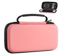 MoKo Carrying Case for Nintendo Switch OLED Model 2021/Nintendo Switch, Hard Shell Portable Travel Carry Case w/10 Game Card Slots Compatible with Console & Accessories, Grapefruit Red