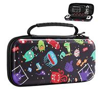 MoKo Carrying Case for Nintendo Switch OLED Model 2021/Nintendo Switch, Hard Shell Portable Travel Carry Case w/10 Game Card Slots Compatible with Console & Accessories, Monster World