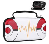 MoKo Carrying Case for Nintendo Switch OLED Model 2021 / Switch, Soft PU Portable Travel Bag Protective Storage with 10 Game Card Slots, Travel Bag for Switch Console & Accessories, Pokeball
