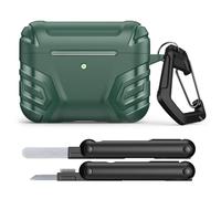 MoKo Case Compatible with AirPods Pro 3 (2025), TPU Full Protective Case Cover for Apple AirPods Pro 3rd Generation, Cool Armor Case with Cleaning Tool & Keychain, Green