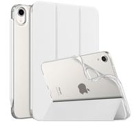 MoKo Case Compatible with iPad Mini 6 8.3 Inch 2021 (iPad Mini 6th Generation), PU Leather Case Protective Cover with Translucent TPU Back Cover Auto Sleep/Wake Function, White