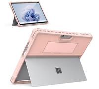 MoKo Case Compatible with Microsoft Surface Pro 11, 10, 9, 13 Inch, All-in-One Protective Rugged Cover with Hand Strap, Compatible with Type Cover Keyboard, Rose Gold